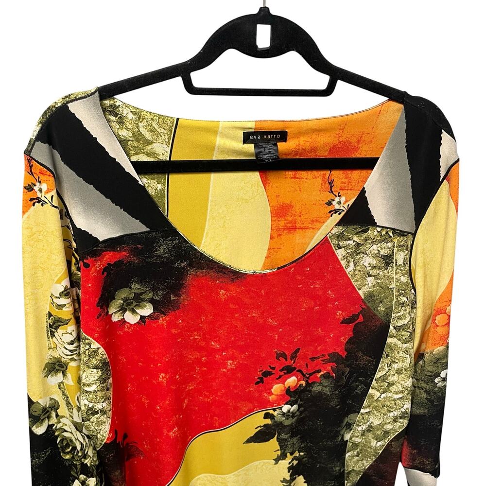 Eva Varro Abstract Mixed Print Asymmetric Spandex… - image 3